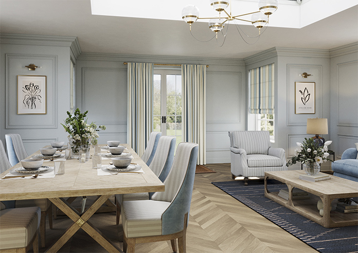 Laura Ashley Awning Stripe, Seaspray - Made to Measure Curtains - Image 7